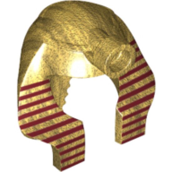 Minifigure, Headgear Headdress Mummy with Dark Red Stripes on Metallic Gold Pattern