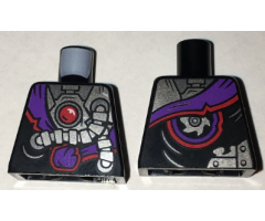 Torso Ninjago Robe with Purple Sash with Knot, Mechanical Parts and Silver Saw Blade Pattern