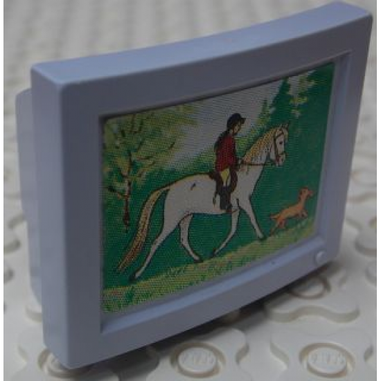 Scala Television / Computer Monitor with Girl on Horse and Dog Pattern (Sticker) - Set 3290
