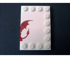 Tile, Modified 4 x 6 with Studs on Edges with Dragon Right Half Pattern