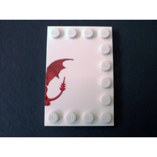 Tile, Modified 4 x 6 with Studs on Edges with Dragon Right Half Pattern