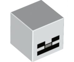 Minifigure, Head, Modified Cube with 3 Black Rectangles and 1 Light Bluish Gray Rectangle Pattern (Minecraft Skeleton Head)