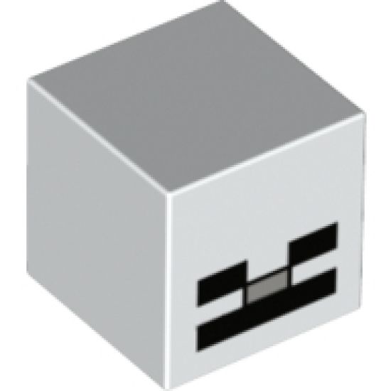 Minifigure, Head, Modified Cube with 3 Black Rectangles and 1 Light Bluish Gray Rectangle Pattern (Minecraft Skeleton Head)