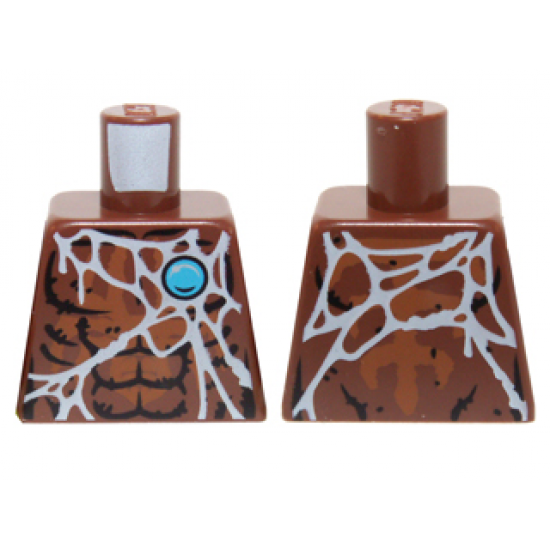Torso Chima Bare Chest with Spider Web and Blue Round Jewel (Chi) Pattern
