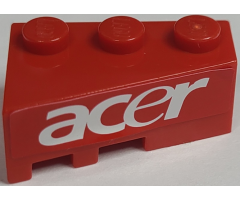 Wedge 3 x 2 Right with White 'ACER' on Red Background Pattern (Sticker) - Set 8157