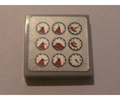 Tile 2 x 2 with 9 Gauges Pattern (Sticker) - Set 8285