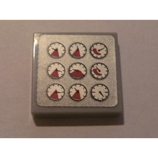 Tile 2 x 2 with 9 Gauges Pattern (Sticker) - Set 8285