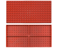 Brick 10 x 20 without Bottom Tubes, with '+' Cross Support (early Baseplate)