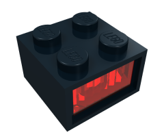 Electric, Light Brick 12V 2 x 2 with 3 Plug Holes, Trans-Red Diffuser Lens
