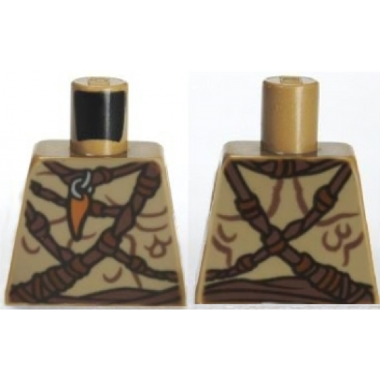 Torso Bare Chest with Body Lines, Ropes and Amulet Pattern