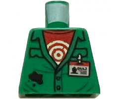 Torso Coveralls with Pockets, Red Undershirt with Circles, Silver 'DIAZ' ID Badge, Black Splotch Pattern
