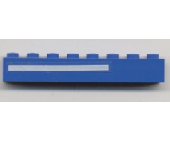 Brick 1 x 8 with White Line Left Pattern (Sticker) - Set 6541