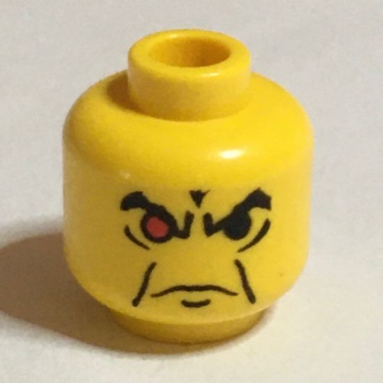Minifigure, Head Male Angry Eyebrows and 1 Red Eye Pattern - Blocked Open Stud