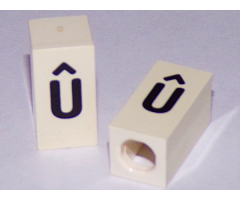 Tile, Modified 1 x 2 x 5/6 with Stud Hole in End and Black 'û' Lower Case Pattern