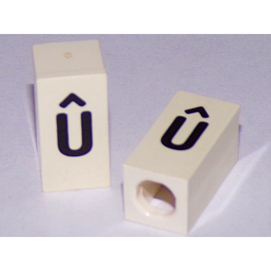 Tile, Modified 1 x 2 x 5/6 with Stud Hole in End and Black 'û' Lower Case Pattern