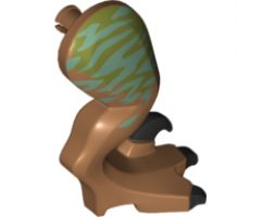 Animal, Body Part Dinosaur Leg Large (Rear) Raptor Right with Pin, Black Claws and Medium Azure Stripes over Olive Green Pattern