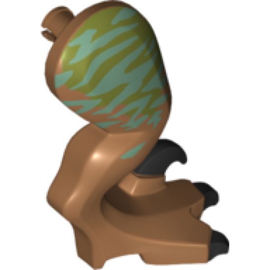 Animal, Body Part Dinosaur Leg Large (Rear) Raptor Right with Pin, Black Claws and Medium Azure Stripes over Olive Green Pattern