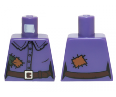 Torso Female Shirt with Buttons, Belt, Buckle and Patches Pattern