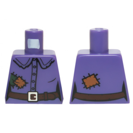 Torso Female Shirt with Buttons, Belt, Buckle and Patches Pattern