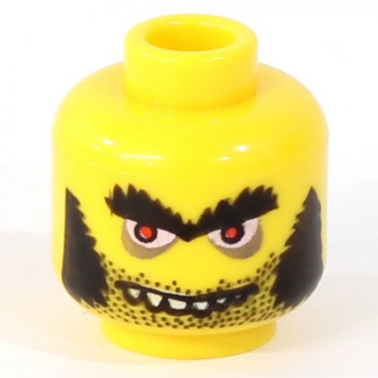 Minifigure, Head Dual Sided Mad Scientist Glasses, Teeth, Sideburns / No Sideburns Pattern - Blocked Open Stud