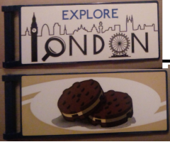 Flag 7 x 3 with Rod with 'EXPLORE LONDON' / Biscuits Pattern Model Left Side (Stickers) - Set 10258