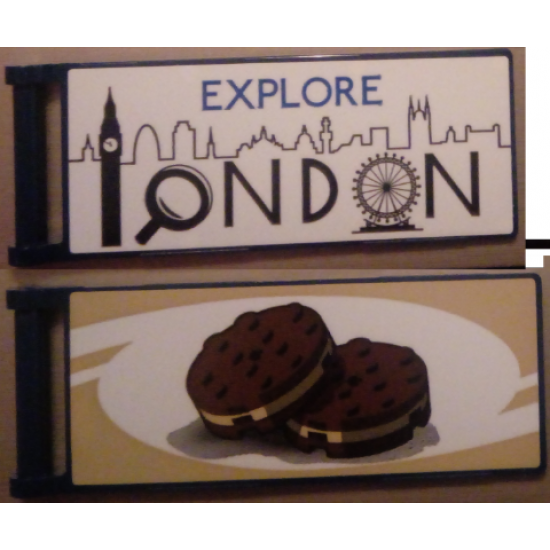 Flag 7 x 3 with Rod with 'EXPLORE LONDON' / Biscuits Pattern Model Left Side (Stickers) - Set 10258
