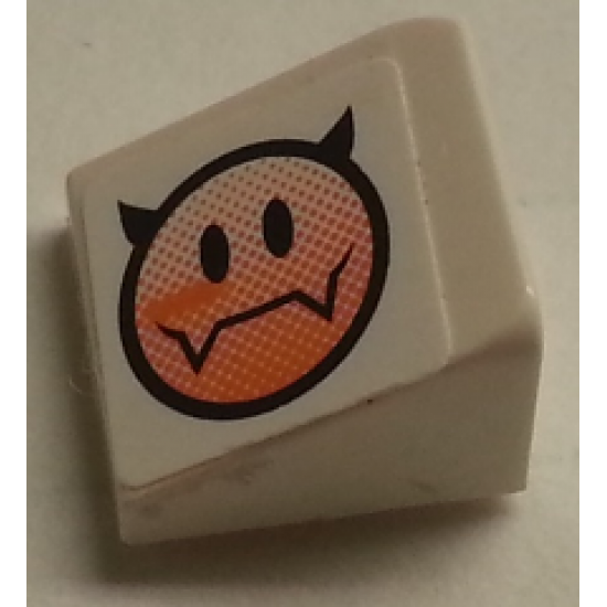 Slope 30 1 x 1 x 2/3 with Evil Smiley Pattern Model Right Side (Sticker) - Set 8154