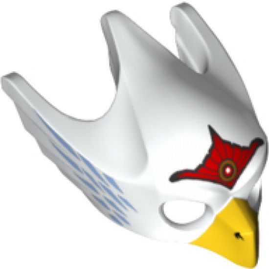 Minifigure, Headgear Mask Bird (Eagle) with Yellow Beak, Red Tiara and Blue Feathers Pattern