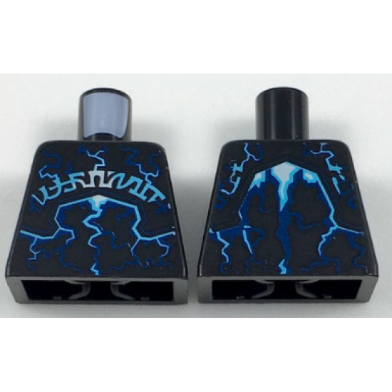 Torso with Rock Plates, Blue and White Lightning Effect and Arcane Symbols Pattern