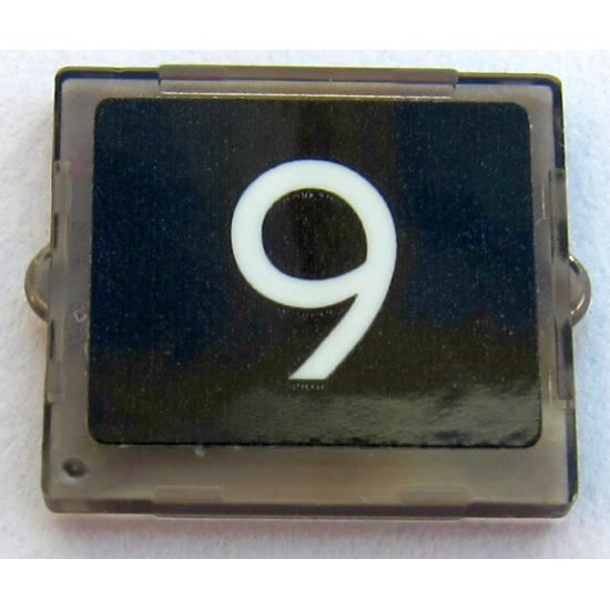 Glass for Window 1 x 2 x 2 with White '9' on Black Background Pattern (Sticker) - Set 10258