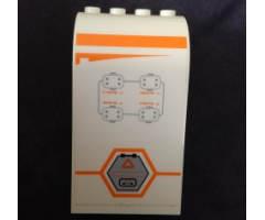 Panel 3 x 4 x 6 Curved Top with Orange Stripe, Gray Hexagonal Hatch and Controls Pattern Model Left (Sticker) - Set 7644