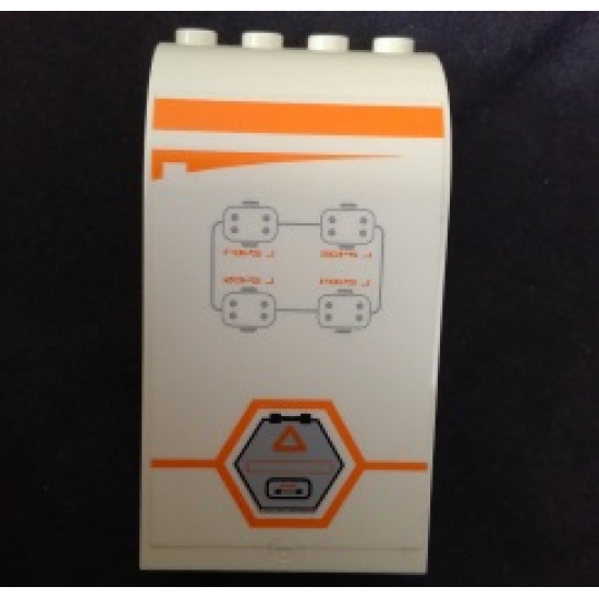 Panel 3 x 4 x 6 Curved Top with Orange Stripe, Gray Hexagonal Hatch and Controls Pattern Model Left (Sticker) - Set 7644