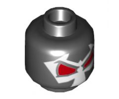 Minifigure, Head Alien with Wrestler Mask with Large Dark Red Eyes, Lime Hose on Back Pattern (Bane) - Hollow Stud