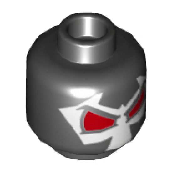 Minifigure, Head Alien with Wrestler Mask with Large Dark Red Eyes, Lime Hose on Back Pattern (Bane) - Hollow Stud