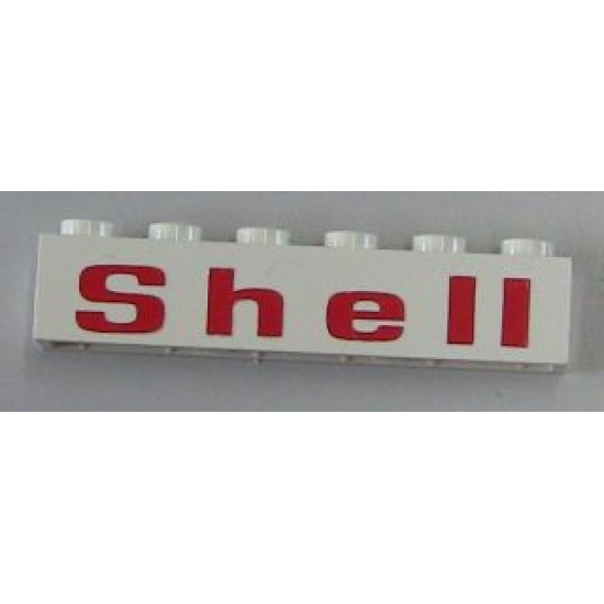 Brick 1 x 6 with Red 'Shell' Wide Pattern