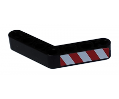 Technic, Liftarm 1 x 7 Bent (4 - 4) Thick with Red and White Danger Stripes Pattern Model Left Side (Sticker) - Set 8292