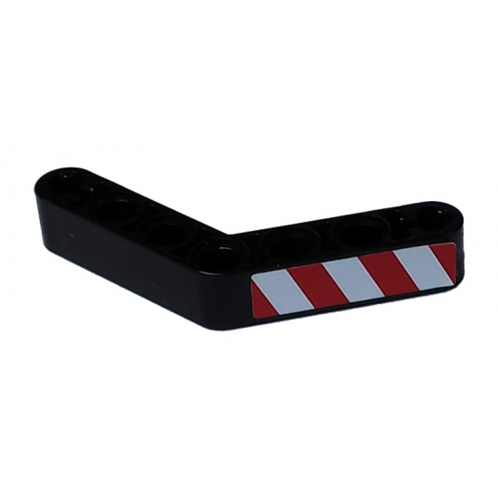 Technic, Liftarm 1 x 7 Bent (4 - 4) Thick with Red and White Danger Stripes Pattern Model Left Side (Sticker) - Set 8292