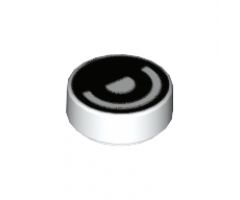 Tile, Round 1 x 1 with Black Eye with Pupil Half Circle Pattern