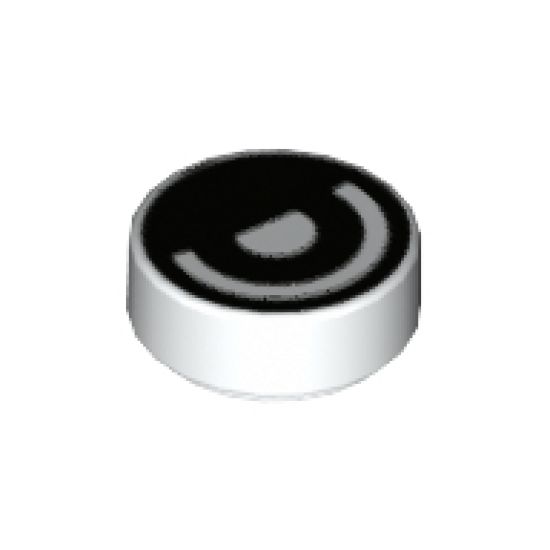 Tile, Round 1 x 1 with Black Eye with Pupil Half Circle Pattern