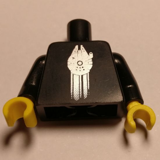 Torso SW VIP Minifigure Millennium Falcon Pattern / Black Arms / Yellow Hands