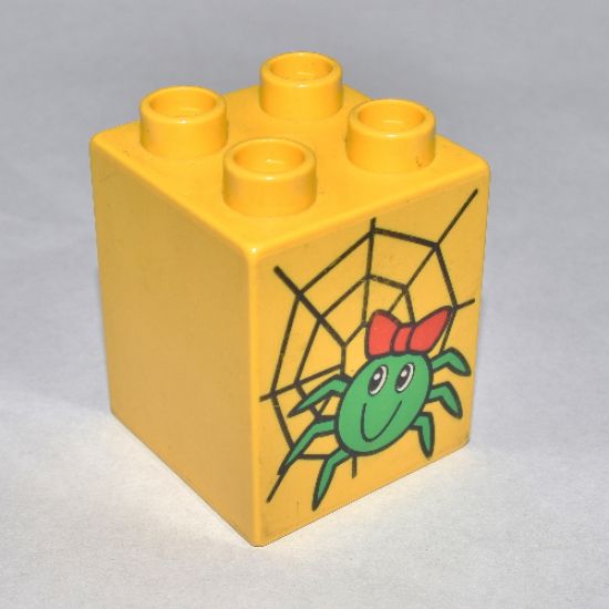 Duplo, Brick 2 x 2 x 2 with Spider and Web Pattern