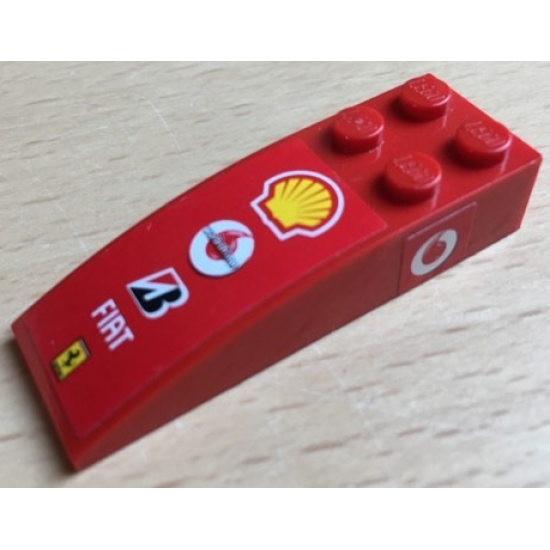 Slope, Curved 6 x 2 with Shell, Vodafone, Bridgestone, Fiat and Ferrari Logo on Top, Vodafone Logo Pattern on Both Sides (Stickers) - Set 8142-1