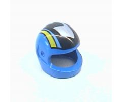 Minifigure, Headgear Helmet Motorcycle (Standard) with Silver/Black/Medium Blue/Yellow Pattern (Set 8364)