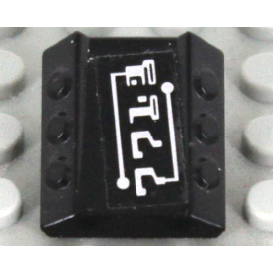 Brick, Modified 2 x 2 No Studs, Sloped with 6 Side Pistons Raised with Silver '7713' Pattern (Sticker) - Set 7713