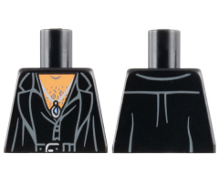 Torso Male Jacket and Black Shirt over Nougat Bare Chest, Belt and Medallion with Gold Buckle Pattern