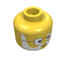 Minifigure, Head Glasses with Round Glasses, Gray Lines Beard and Moustache Pattern - Blocked Open Stud