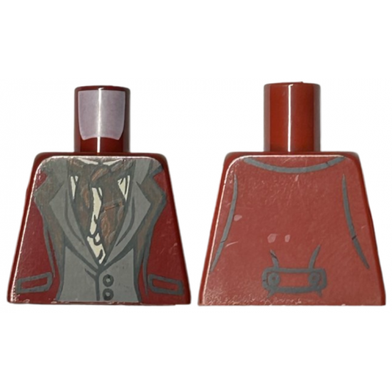 Torso Jacket over Dark Bluish Gray Vest, Tan Shirt and Dark Red Scarf Pattern