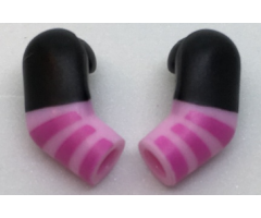 Arm, (Matching Left and Right) Pair with Black Short Sleeves and Dark Pink Stripes Pattern