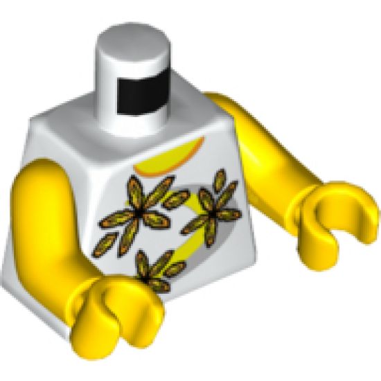 Torso Shirt 3 Flowers over Yellow and Silver Stripe Front, 2011 The LEGO Store Pleasanton, CA Back Pattern / Yellow Arms / Yellow Hands