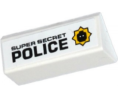 Slope 45 2 x 4 Double with Black 'SUPER SECRET POLICE 'and Minifigure Head Badge on Right Pattern (Sticker) - Set 70802